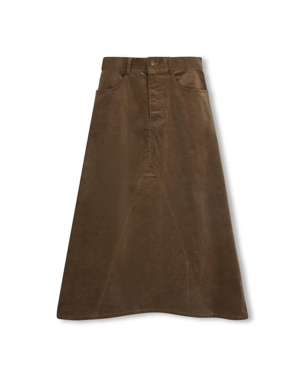 Vibe Faint Corduroy Fringe Hem Skirt