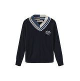 Valen Vee Breed V-neck Sweater - Navy