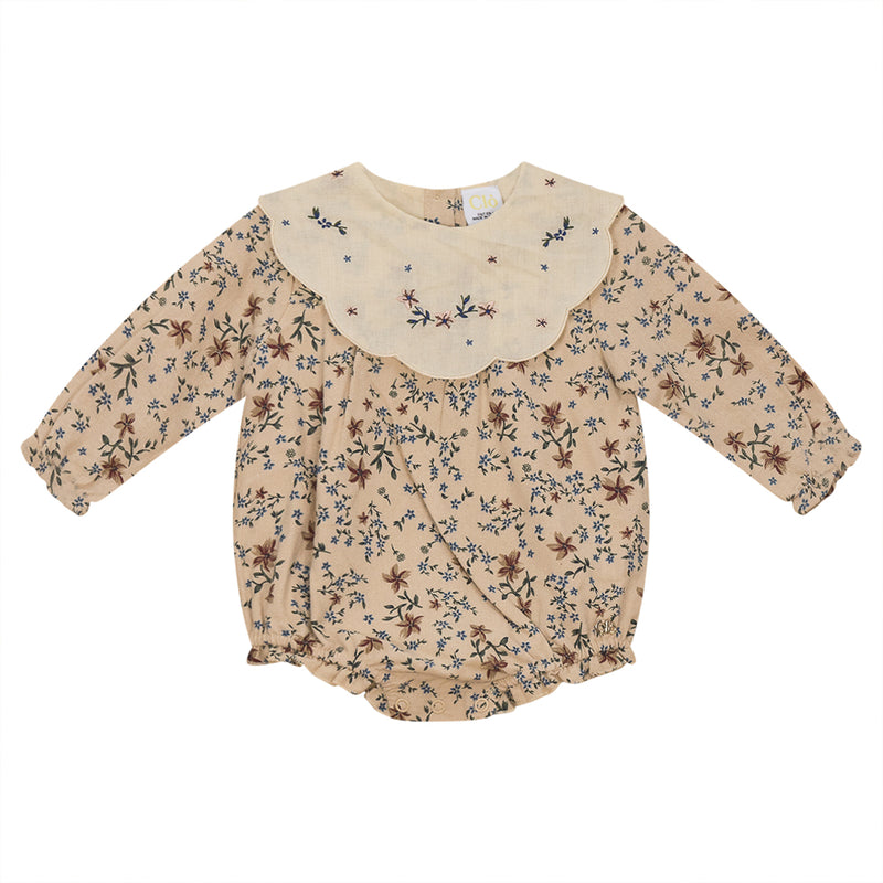 Clo Embroidered Collar Floral Romper