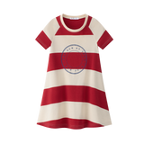 Coco Blanc Short Sleeved Striped A-line Dress