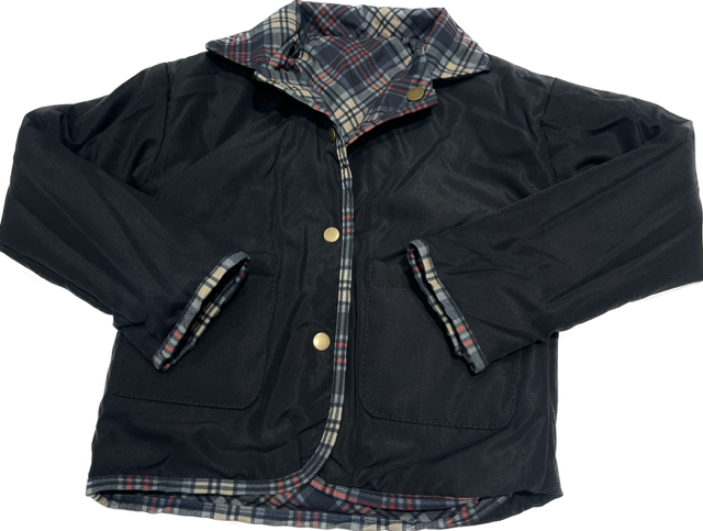 Maniere Black Reversible Plaid Jacket