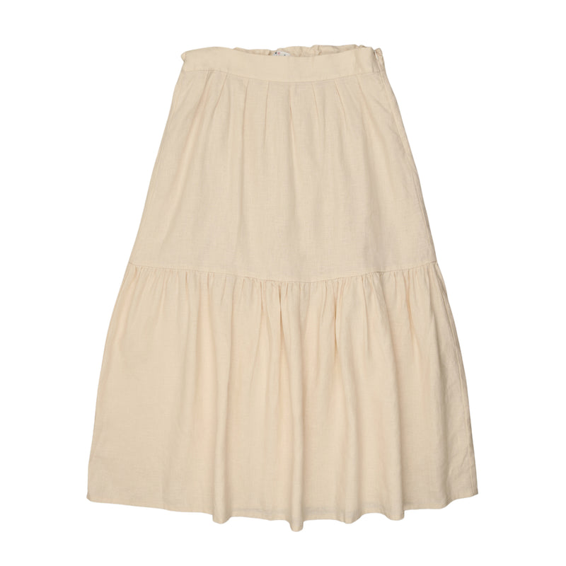 Coco Blanc Linen Maxi Front Pleat Skirt
