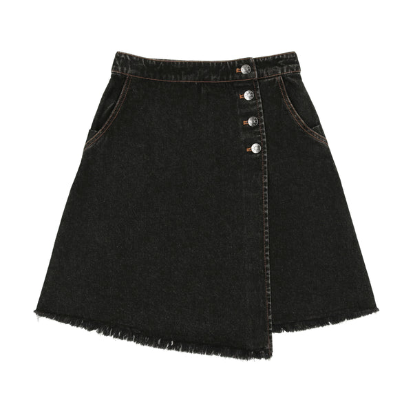 Coco Blanc Denim Button Skirt Black