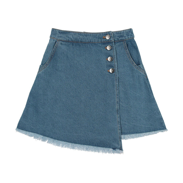 Coco Blanc Denim Button Skirt Blue