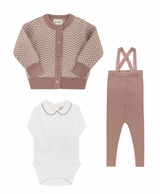 Looms Herringbone Collection Overalls Set - Pink