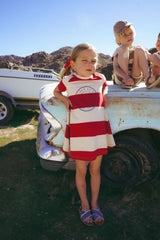 Coco Blanc Short Sleeved Striped A-line Dress