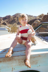 Coco Blanc Striped Bloomer Set - Red Stripe