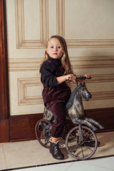 Pompomme Velvet Romper With Scallop Edge