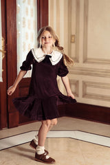 Pompomme Scallop Collar Shirt Insert Dress