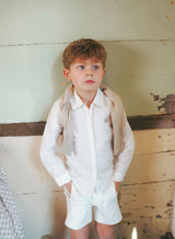 Le Bourdon Scallop Stitch Blouse White/Blue