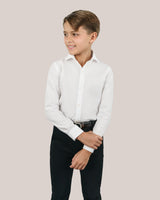T.O. Boy's Blue Label Pinpoint Non-Iron White Shirt- SHORT SLEEVE