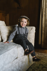 Analogie Plaid Edition Boys Long Romper  - Mid Grey