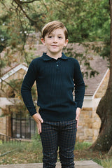 Analogie Boys Knit Polo - Deep Teal
