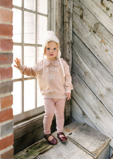 Analogie Varsity Crest Girls Sweatshirt Set  - Bud Pink