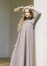 Lil Legs Embroidered Maxi Mockneck Set  - Misty Oat