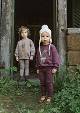 Analogie Bear Sweatshirt Set Girl  - Washed Burgundy