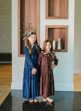 Pouf Velour Maxi Robe - Navy