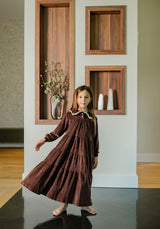 Pouf Velour Maxi Robe - Brown
