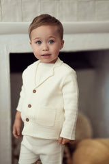 Space Grey Textured Suit - Ivory