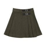 Elle Rae Corduroy Buckle Skirt - Green