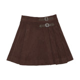 Elle Rae Corduroy Buckle Skirt - Brown