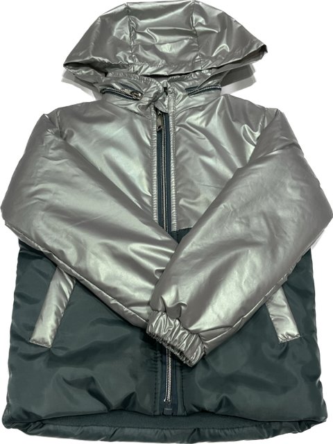 Maniere Teal Chrome Grid Rain Jacket