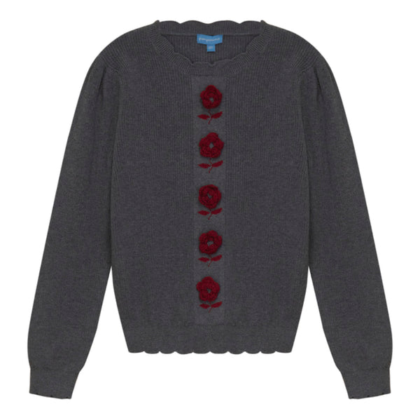 Pompomme Embroidered Flower Sweater