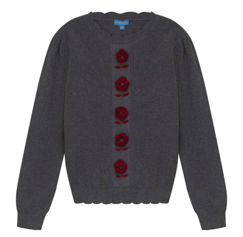 Pompomme Embroidered Flower Sweater