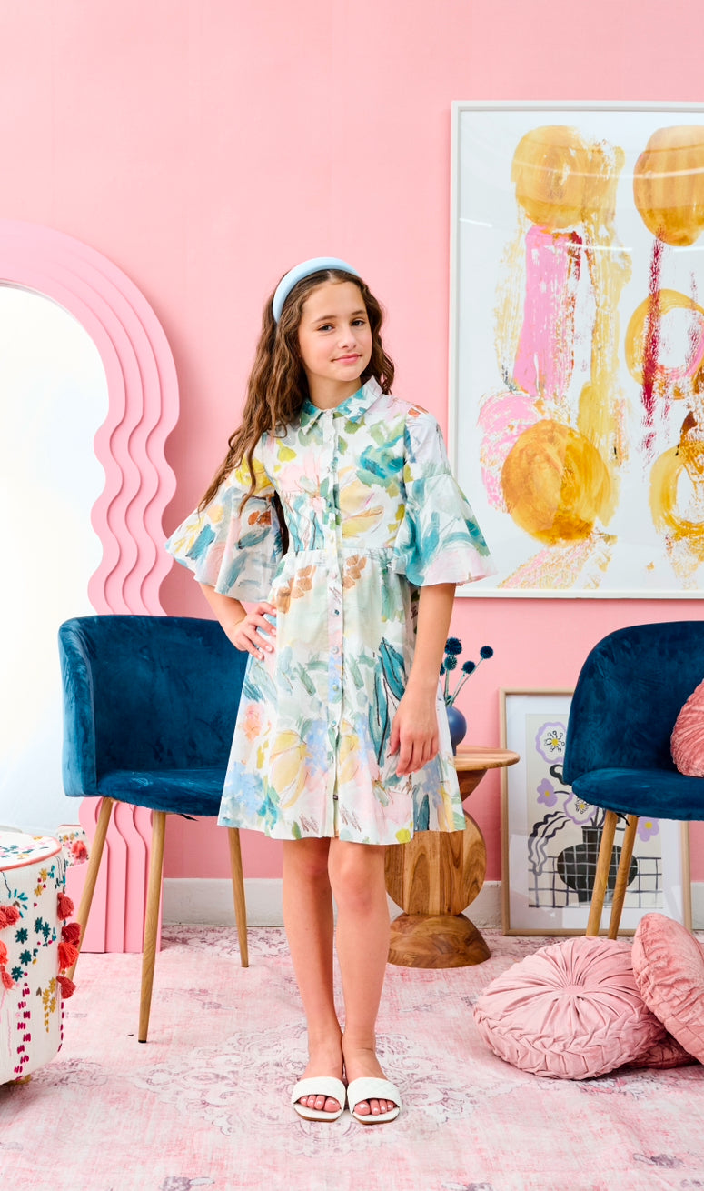 Porter Pastel Floral Button Down Dress