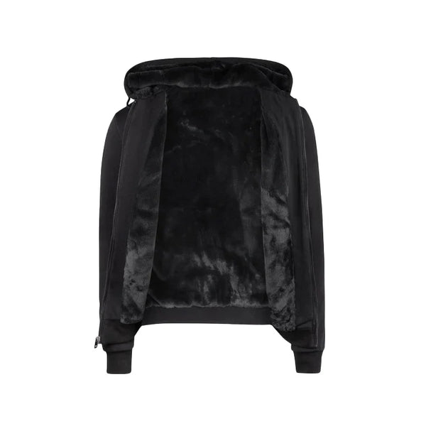 T.O. Fully Lined Fur Hoodie - Black