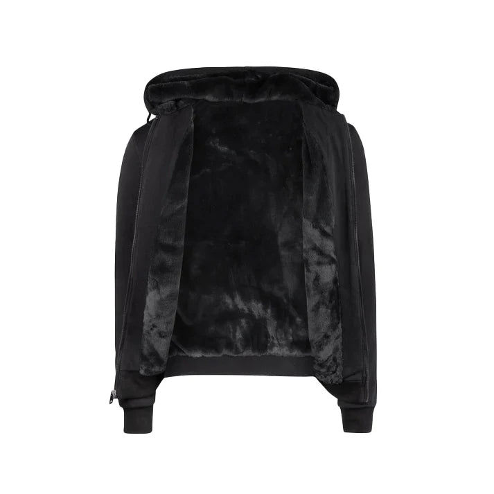 T.O. Fully Lined Fur Hoodie - Black