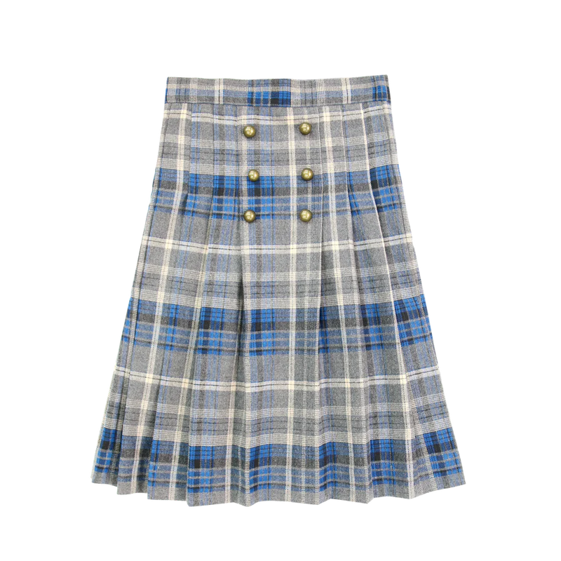 Coco Blanc Pleated Plaid Skirt