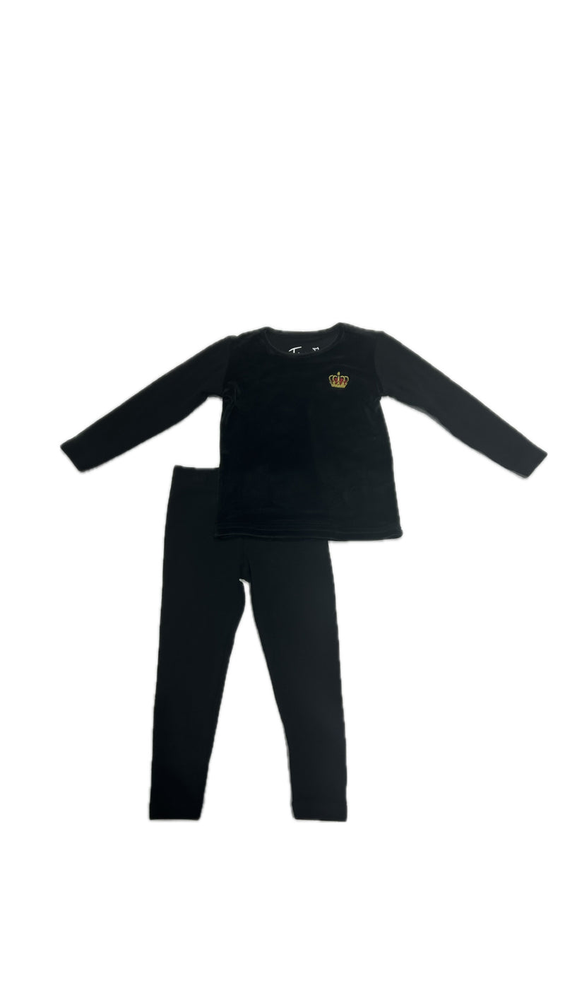 Tomi Crown Embroidered Pajamas Black