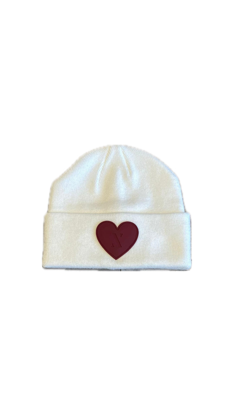 Nicsessories Cuff Beanie - Cream Heart