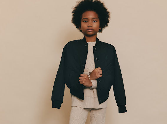 Hey Kid Quilted Black Bomber Jacket