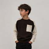 Blumint Two Tone Pocket Detail Mock Neck - Brown
