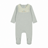 Bonjoy Gingham Bib Footie  - Blue