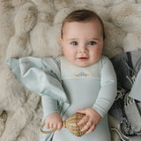 Bonjoy Gingham Bib Footie  - Blue