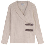 Blumint Shawl Collar Cable Wrap Sweater