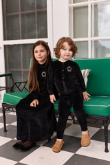 Aurora Metallic Crest Black Lounge Set - Black