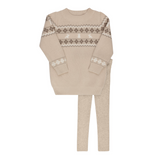Looms Fair Isle Collection 2 Pc Set - Taupe
