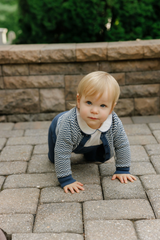 Looms Herringbone Collection Overalls Set - Blue