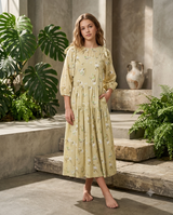 Minimal Parker Floral Gathered Cotton Midi Dress