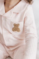 Elys & Co Gingham Teddy Pink Pajamas - Pink
