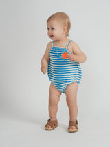 Puddles Striped Peach Romper