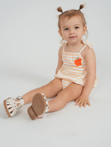Puddles Striped Peach Girls Romper