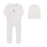 Aurora Metallic Crest Ivory Boy Footie Set - Ivory Boy