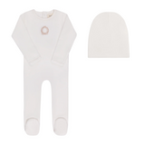 Aurora Metallic Crest Ivory Girl Footie Set - Ivory Girl