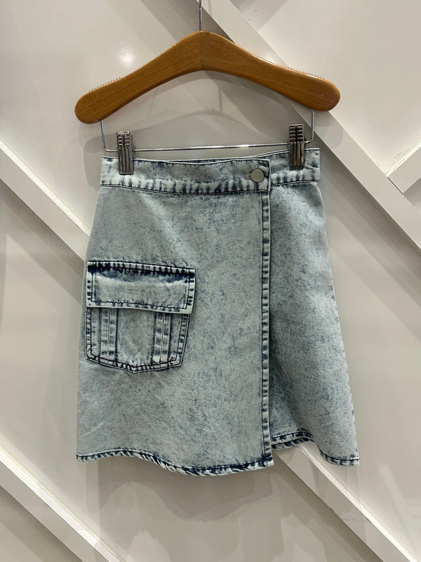 Teela Structure Denim Wrap Skirt