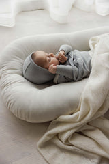 Lilette Embroidered Knit Collar Footie Set - Light Blue